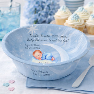 Einladung zur Babyparty - Mondlicht Sterne Aquarel Pappteller