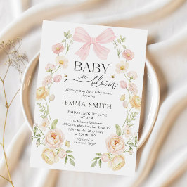 Einladung zur Babyparty 'Pink Bow Baby in Bloom'