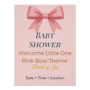 Einladung zur Babyparty   Rosa Schleife   Bündel d Poster