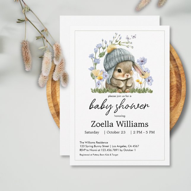 Einladung zur Babyparty Süßes kleines Kaninchen (Baby Shower Invitation Sweet Little Bunny 6)