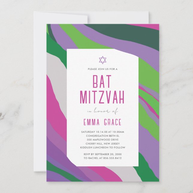 Einladung zur Bat Mitzvah Moderne Abstraktion (Vorderseite)