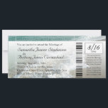 Einladung zur Beach Hochzeit in Urlaubsort<br><div class="desc">Ticket Einladungen,  schöne ozeanische Szene Hintergrund mit Ticketstil laden ein. Mit dieser Einladung laden Sie Familie und Freunde zu Ihrer Hochzeit in Urlaubsort,  Kreuzfahrt Hochzeit oder Strandhochzeit ein. Bitte verwenden Sie die unten stehende RSVP-Karte,  um in die Einladungsumschläge einzupassen:</div>