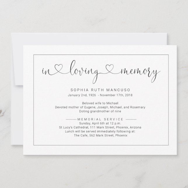 Einladung zur Beerdigung (Vorderseite)