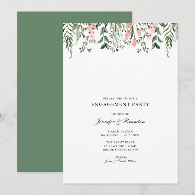 Einladung zur Begegnung von Aquarellblumen (Vorne/Hinten)