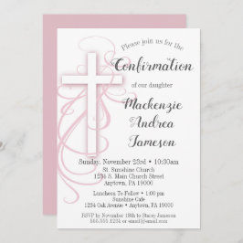 Einladung zur Bestätigung der weißen rosa wirbelfr