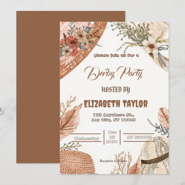 Einladung zur Big Hat Derby-Party (Vorne/Hinten)