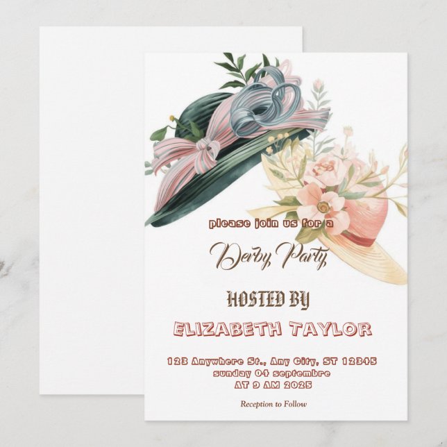 Einladung zur Big Hat Derby-Party (Vorne/Hinten)