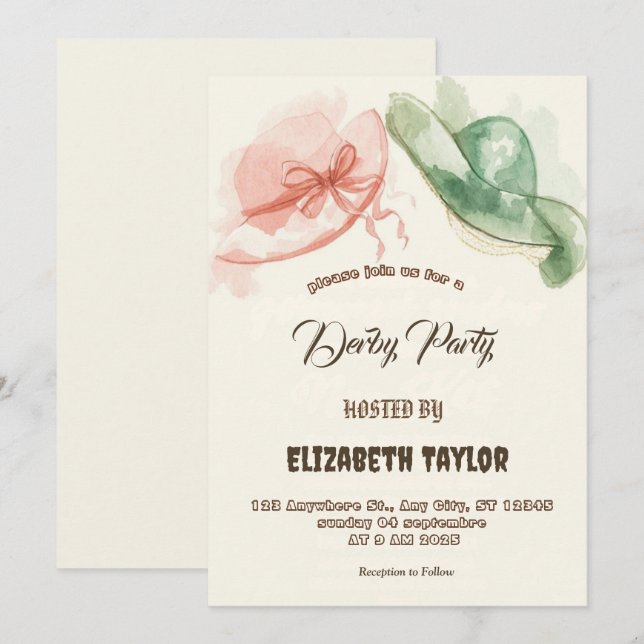 Einladung zur Big Hat Derby-Party (Vorne/Hinten)