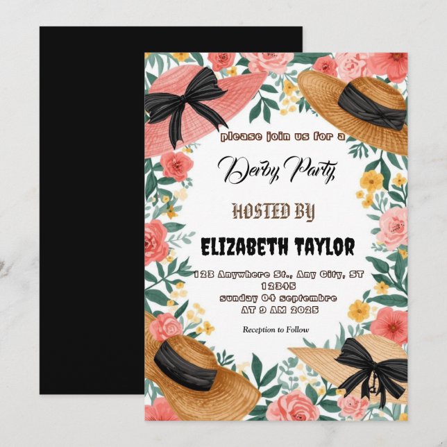 Einladung zur Big Hat Derby-Party (Vorne/Hinten)