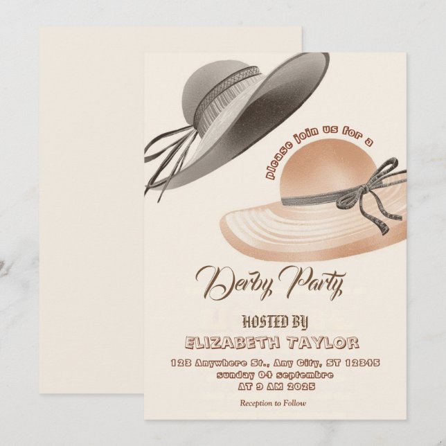 Einladung zur Big Hat Derby-Party (Vorne/Hinten)