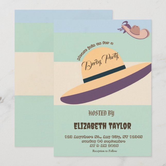 Einladung zur Big Hat Derby-Party (Vorne/Hinten)