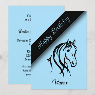 Einladung zur Birthday Party mit Blauem Pferd