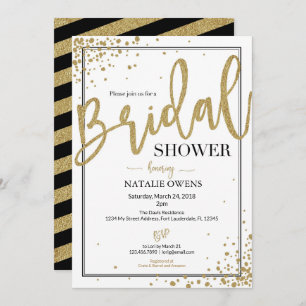 Einladung zur Black and Gold Sparkle Bridal Dusche