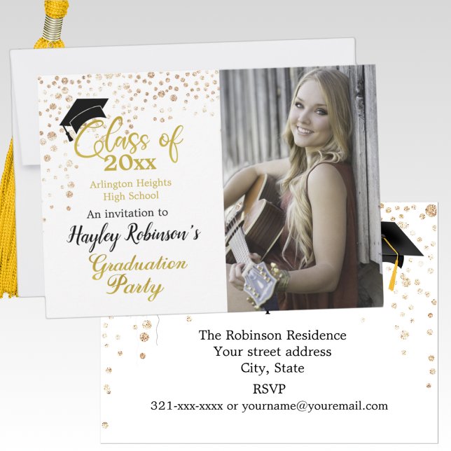 Einladung zur Black Cap Foto Graduation Party (Von Creator hochgeladen)