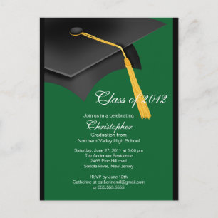 Einladung zur Black Green Grad Cap Graduation Part