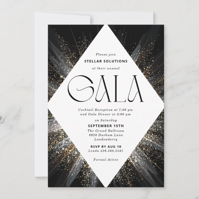 Einladung zur Black-Tie-Gala funkelt (Vorderseite)
