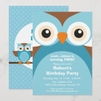 Einladung zur Blaue Lila Eule zum Geburtstag