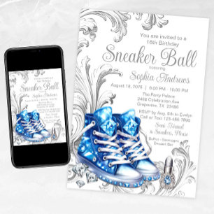 Einladung zur Blaue-Sneaker-Ball-Geburtstagsfeier