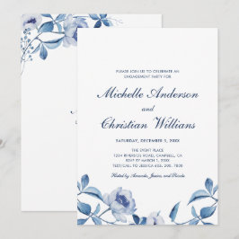 Einladung zur Blauer Wasserfarben-Engagement-Party