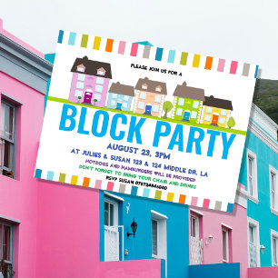 Einladung zur Blockparty im Viertel Postkarte