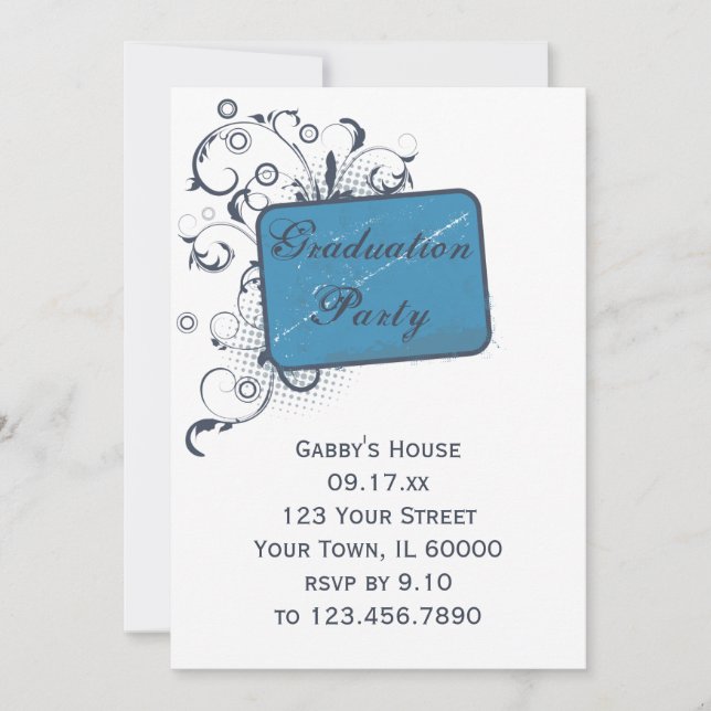 Einladung zur Blue Graduation Party (Vorderseite)
