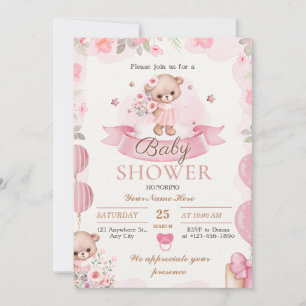 Einladung zur Blumendusche in Beige und Braun