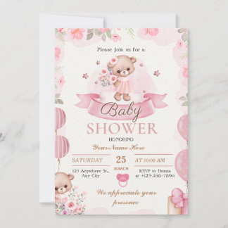 Einladung zur Blumendusche in Beige und Braun
