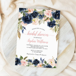 Einladung zur Blumendusche von Navy & Pink Roses