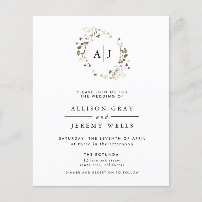 Einladung zur Blumenhochzeit (Vorderseite)