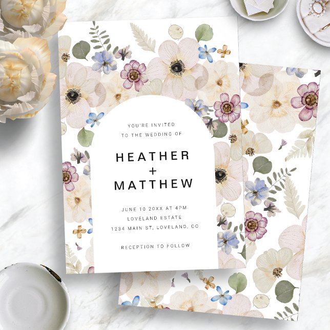 Einladung zur Blumenhochzeit (Boho Modern Floral Watercolor Arch Wedding Invitation by Painted Paperie
)