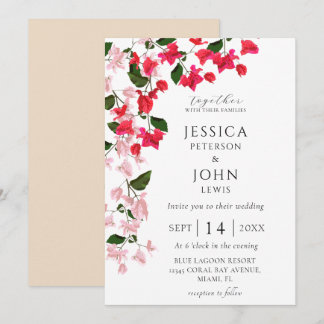 Einladung zur Blumenhochzeit mit Bougainvillea