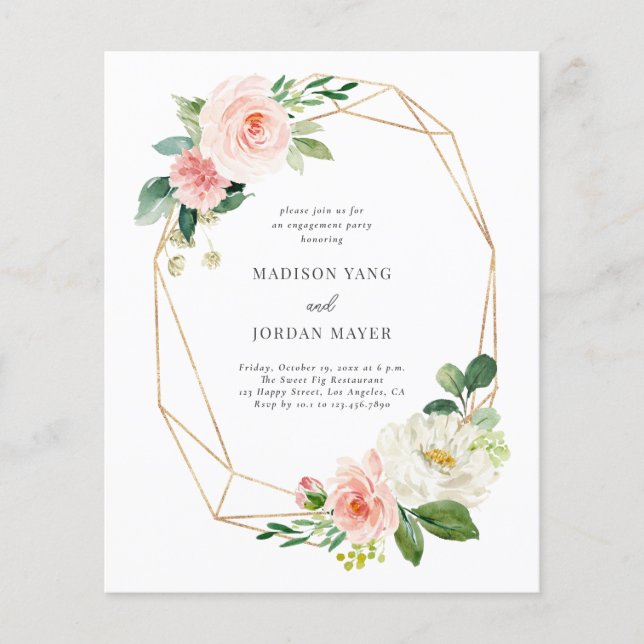 Einladung zur Blush-Floral-Budget-Gruppe Flyer (Vorne)