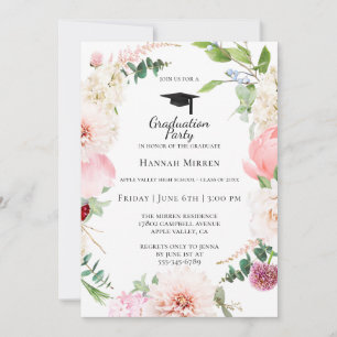Einladung zur Blush Pink Floral Graduation Party