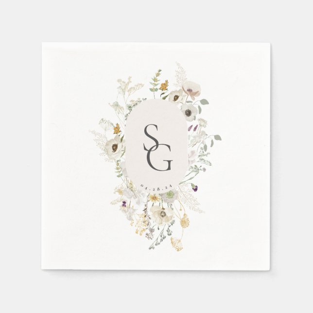 Einladung zur botanischen Hochzeit Serviette (Vorderseite)