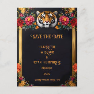 Einladung zur Botanischen Tigerhochzeit Postkarte