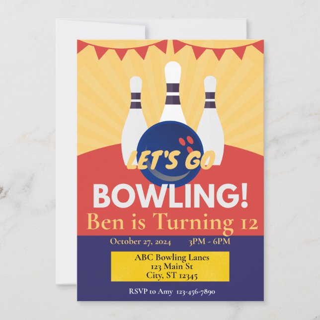 Einladung zur Bowlingparty (Vorderseite)
