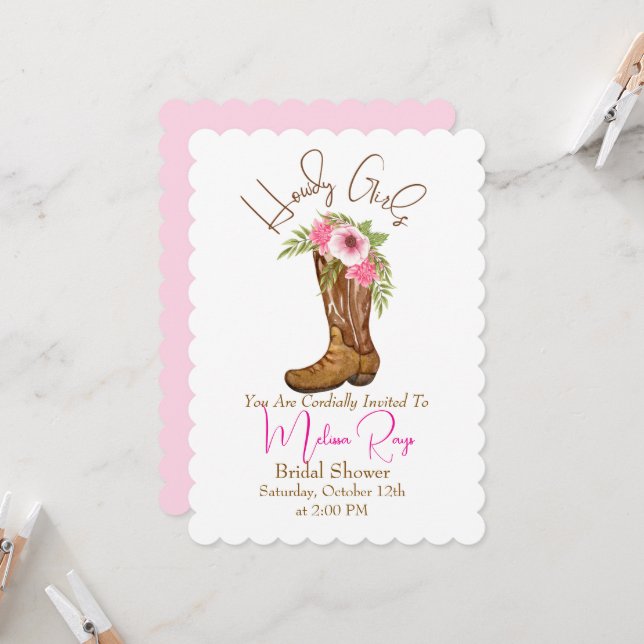 Einladung zur Brautdusche (Vorderseite/Rückseite Beispiel)