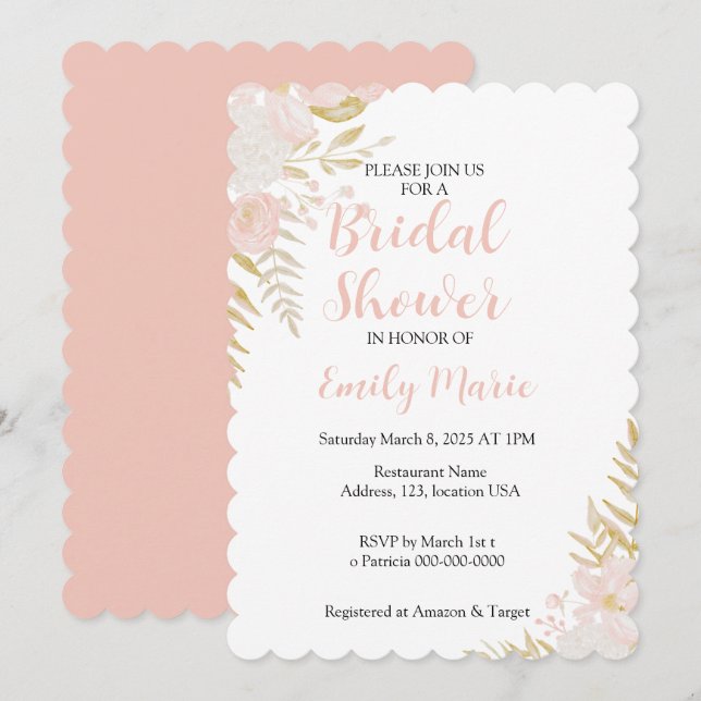 Einladung zur Brautdusche, blumenreich, einfach, n (Vorne/Hinten)