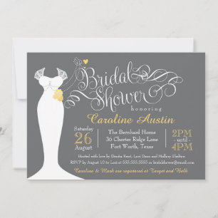Einladung zur Brautdusche, elegantes Brautkleid