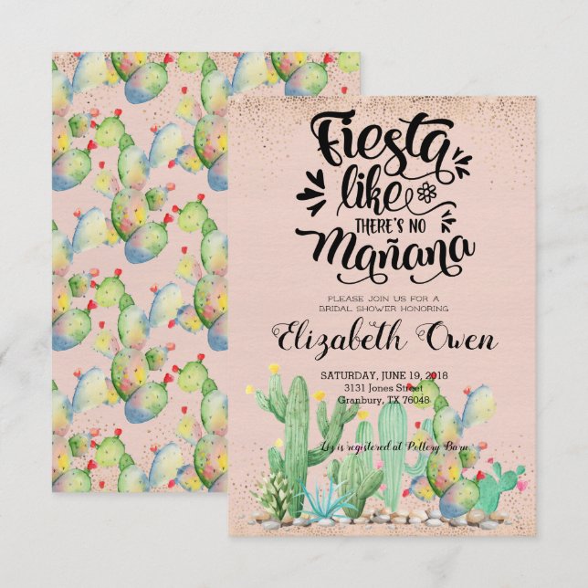 Einladung zur Brautdusche - Glam Cactus (Vorne/Hinten)