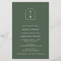 Einladung zur Brautdusche "Green Monogram"