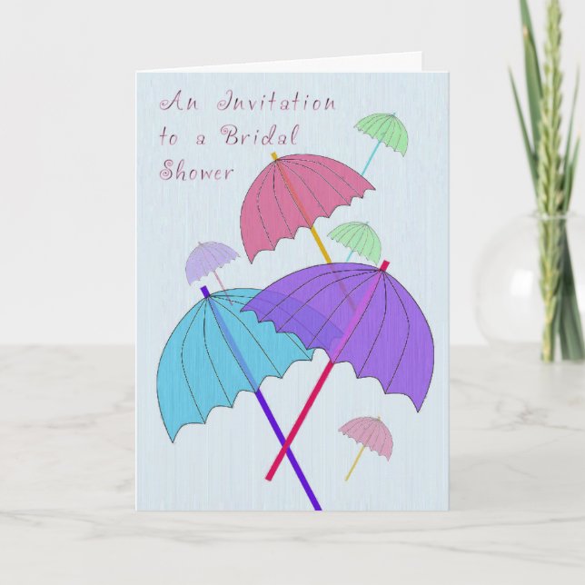 Einladung zur Brautparty Card mit Umbrellas (Vorderseite)