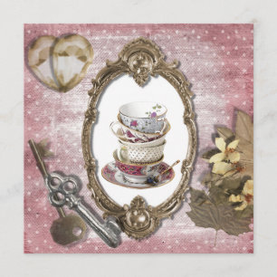 Einladung zur Brautparty mit Vintage-Fantasy-Teepa