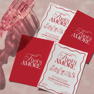 Einladung zur Brautparty „That’s Amore“ mit roter