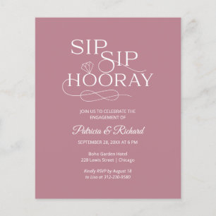 Einladung zur "Budget Sip Hooray Engagement Party"