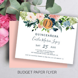 Einladung zur budgetfreundlichen Quinceañera-Gebur Flyer