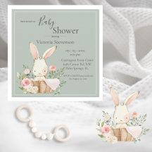 Einladung zur Bunny Rabbit Sage Green Baby Dusche