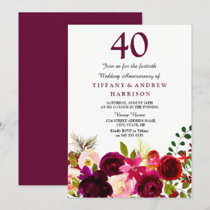 Einladung zur burgunderroten Hochzeit zum Jahresta
