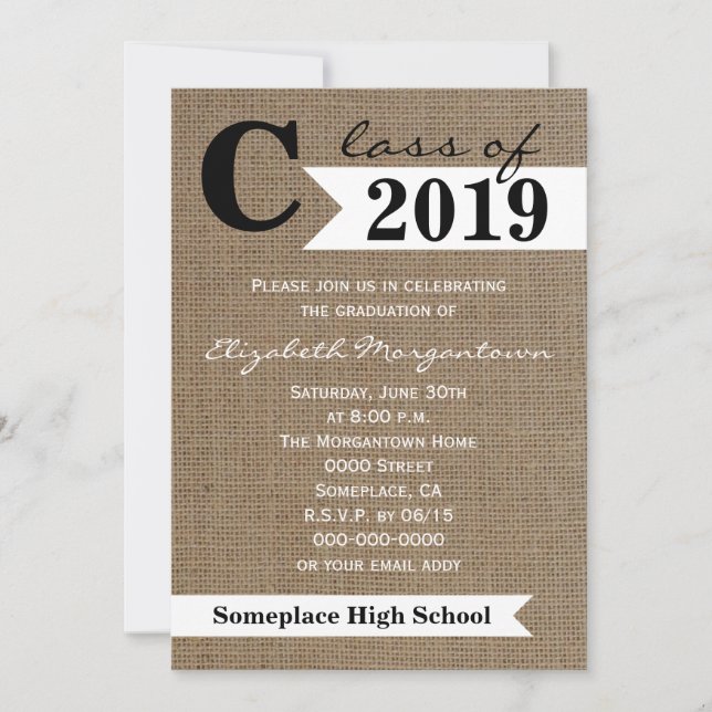 Einladung zur Burlap Graduation Party (Vorderseite)