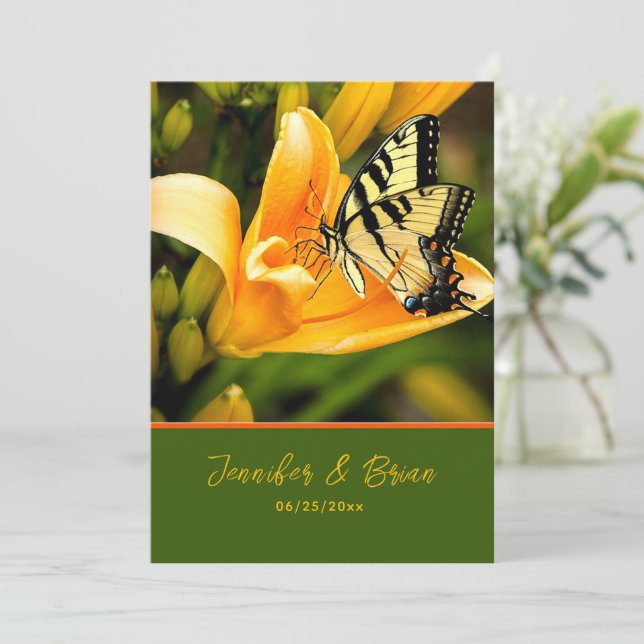 Einladung zur Butterfly-Hochzeit (Stehend Vorderseite)